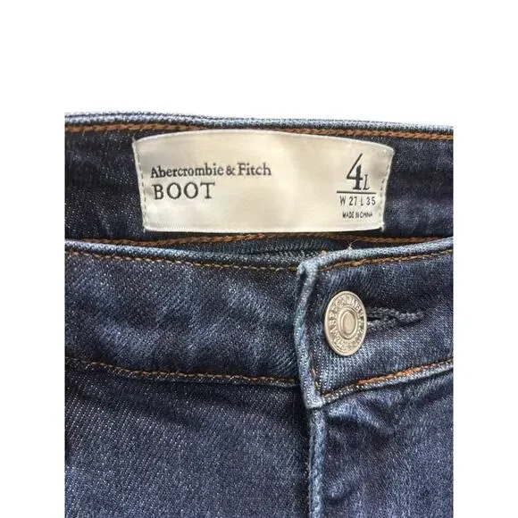 Abercrombie & Fitch Bootcut Jeans Women’s Size 4L Long W27 L35 Dark Wash - Picture 4 of 6